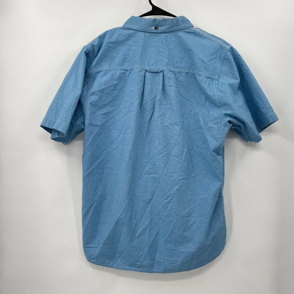 The North Face Mens Blue Pinstripe Short Sleeve Button‎ Down Shirt Size Medium